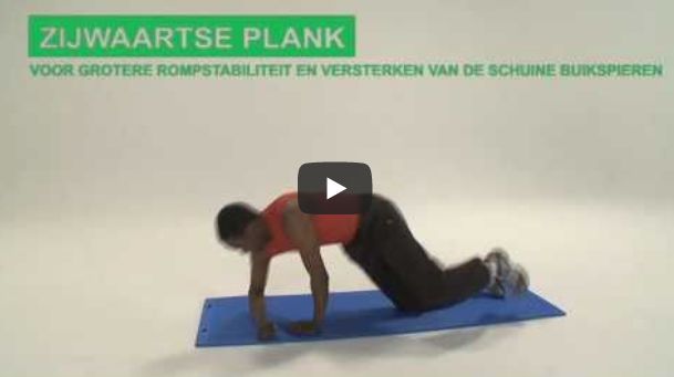 Screenshot video zijwaartse plank op mat