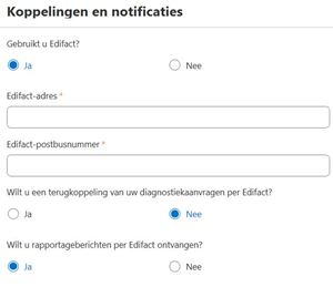 Koppelingen en notificaties Afbeelding van een terugkoppeling van een diagnostiekaanvraag per Edifact.