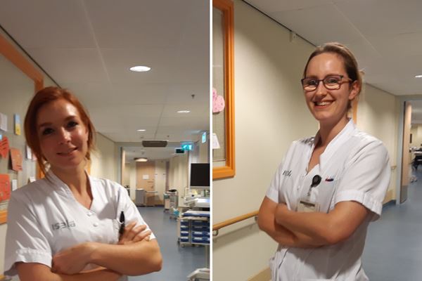 Verpleegkundigen Miriam en Ellen Verpleegkundigen Miriam en Ellen op de afdeling